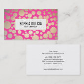 おもしろいピンクおよび金ゴールドパタモダンーン美しいサロン 名刺 (正面/裏面)