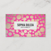 おもしろいピンクおよび金ゴールドパタモダンーン美しいサロン 名刺 (正面)