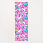 おもしろいピンクきらめくの魔法の虹のユニコーン子猫 ヨガマット (正面)