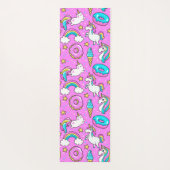 おもしろいピンクきらめくの魔法の虹のユニコーン子猫 ヨガマット (裏面)