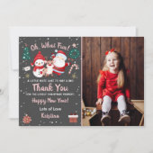 おもしろいピンクとブラックのクリスマスパーティーの写真 サンキューカード (正面)