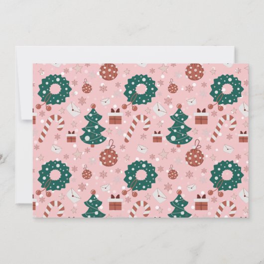 おもしろいピンクとブラックのクリスマスパーティーの写真 サンキューカード (裏面)