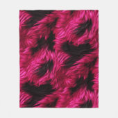 おもしろいピンクとブラックのフェイクモンスターファーテクスチャ フリースブランケット (正面)