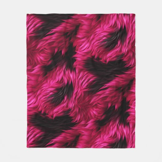 おもしろいピンクとブラックのフェイクモンスターファーテクスチャ フリースブランケット (正面)