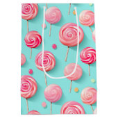 おもしろいピンクとブルーの棒つきキャンデーキャンディーレーン ミディアムペーパーバッグ (裏面)