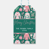 おもしろいピンクと緑の醜いセータークリスマスホリデー ギフトタグ (正面)