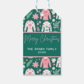 おもしろいピンクと緑の醜いセータークリスマスホリデー ギフトタグ (裏面)