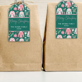 おもしろいピンクと緑の醜いセータークリスマスホリデー ギフトタグ