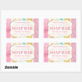 おもしろいピンクと金ゴールドの香り付き石鹸とキャンドルラベル 長方形シール (シート)