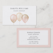 おもしろいピンクと金ゴールドグリッターバルーン 名刺 (正面/裏面)