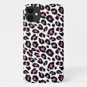 おもしろいピンクと黒ヒョウ柄 iPhone 11 ケース