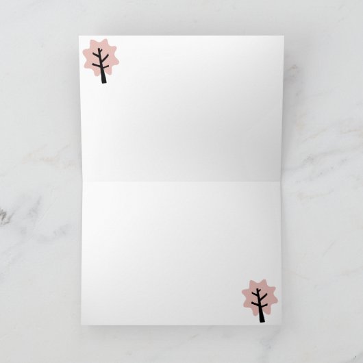 おもしろいピンクのクリスマスツリーの雪片の写真 シーズンカード (内部)