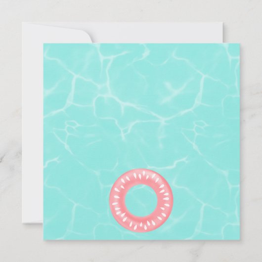 おもしろいピンクのスイカのフロータープールパーティー誕生日 招待状 (裏面)