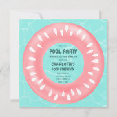 おもしろいピンクのスイカのフロータープールパーティー誕生日 招待状 (正面)