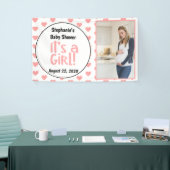 おもしろいピンクのハート写真女の子の赤ちゃんシャワー 横断幕 (トレードショー)