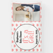 おもしろいピンクのハート写真女の子の赤ちゃんシャワー 横断幕 (縦)