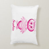 おもしろいピンクのフクロウ　子供用パーソナライズ アクセントクッション (裏面(縦))
