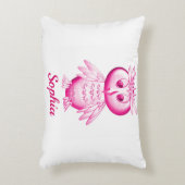 おもしろいピンクのフクロウ　子供用パーソナライズ アクセントクッション (正面(垂直))