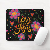 おもしろいピンクのフローラブラックラブイエズスのインスピレーション マウスパッド (マウス)