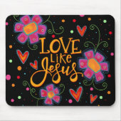 おもしろいピンクのフローラブラックラブイエズスのインスピレーション マウスパッド (正面)