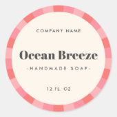 おもしろいピンクのレトロ日が差すこと商品ラベル ラウンドシール (正面)