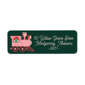 おもしろいピンクのヴィンテージ列車クリスマスツリー配信 ラベル (正面)