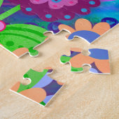 おもしろいピンクの希望ハート花かわいいインスピリチュアル ジグソーパズル (側面)