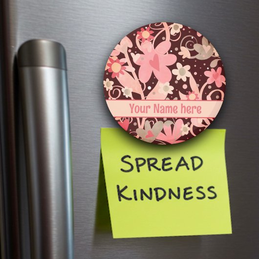 おもしろいピンクの花パーソナライズされた吸光磁石 マグネット