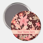 おもしろいピンクの花パーソナライズされた吸光磁石 マグネット (正面/裏面)