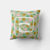 おもしろいピンクアンドグリーン抽象芸術ポルカ点々のあるスネーク クッション (裏面)