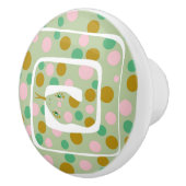 おもしろいピンクアンドグリーン抽象芸術ポルカ点々のあるスネーク セラミックノブ (右)