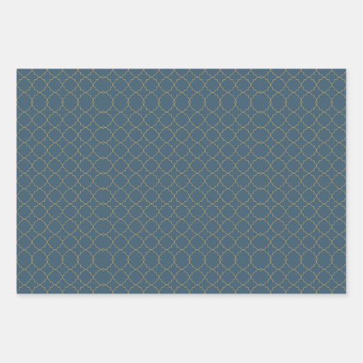 おもしろいピンクオレンジブルーフローラ幾何学模様 ラッピングペーパーシート (正面3)