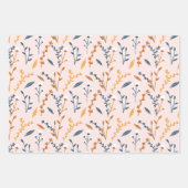 おもしろいピンクオレンジブルーフローラ幾何学模様 ラッピングペーパーシート (正面)