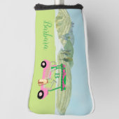 おもしろいピンクカートコースクラブモノグラム ゴルフヘッドカバー (回転90)