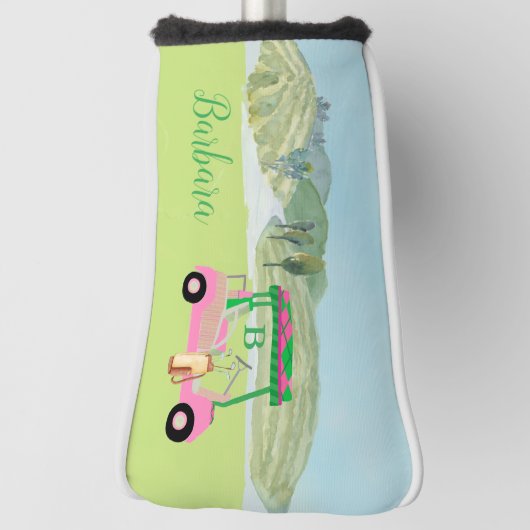 おもしろいピンクカートコースクラブモノグラム ゴルフヘッドカバー (回転90)