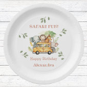 おもしろいピンクガールズジャングルサファリ誕生日 ペーパープレート