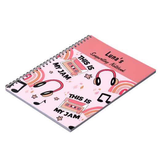 おもしろいピンクガールズソングライティングノートブック ノートブック (左側)