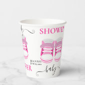 おもしろいピンクガールベビーシューズ赤ちゃんシャワー 紙コップ (裏面)