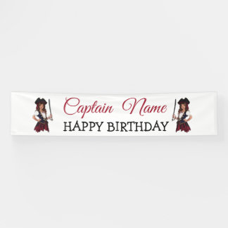 おもしろいピンクガール海賊ハッピーバースデーバナー 横断幕