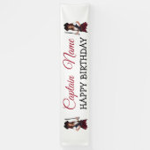 おもしろいピンクガール海賊ハッピーバースデーバナー 横断幕 (縦)