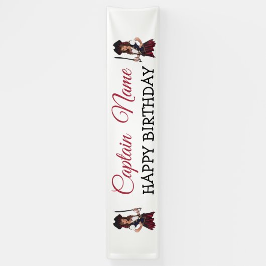 おもしろいピンクガール海賊ハッピーバースデーバナー 横断幕 (縦)