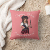 おもしろいピンクガール海賊 クッション (ブランケット)