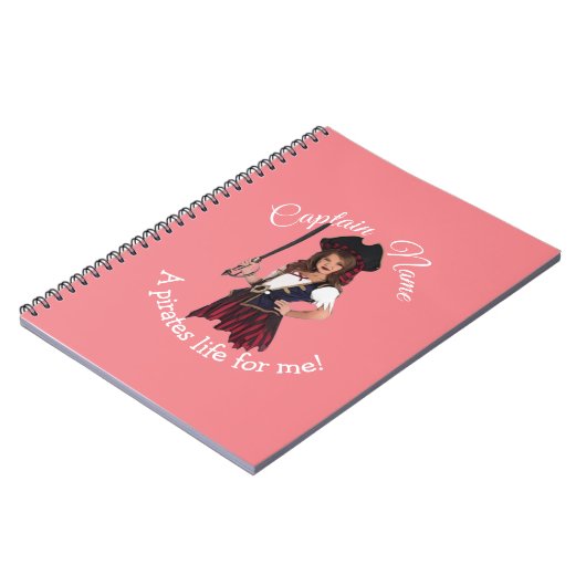 おもしろいピンクガール海賊 ノートブック (左側)