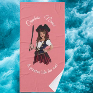おもしろいピンクガール海賊 バスタオル