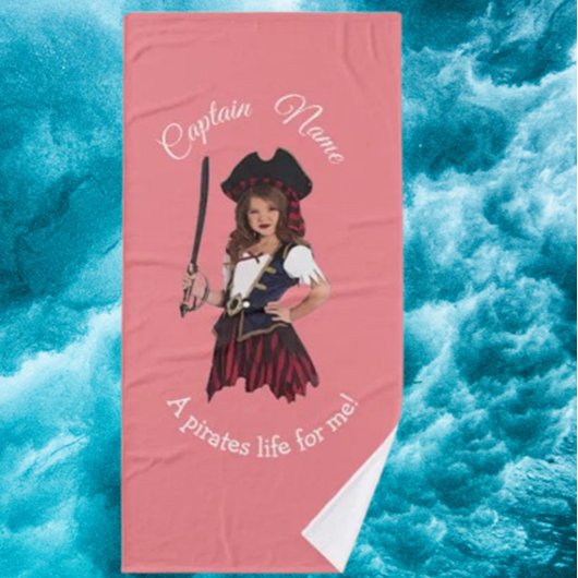 おもしろいピンクガール海賊 バスタオル