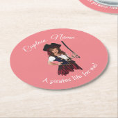 おもしろいピンクガール海賊 ラウンドペーパーコースター (アングル)