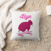 おもしろいピンクキャットバイ文字 クッション (ブランケット)