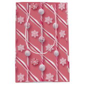 おもしろいピンクキャンディーレーンコレクション ミディアムペーパーバッグ (正面)