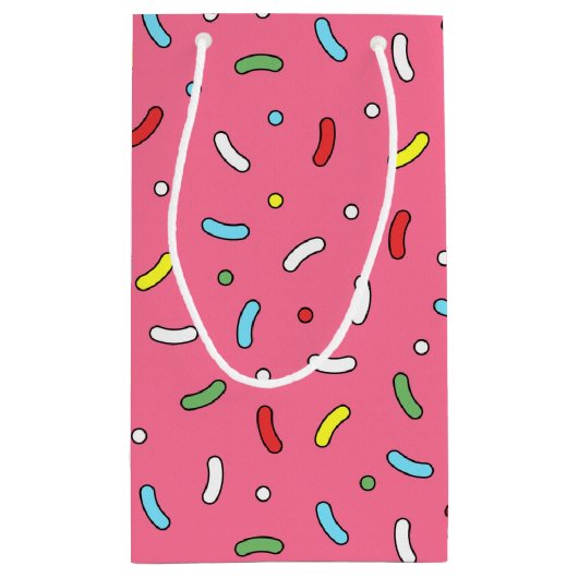 おもしろいピンクキャンディ振りかける模様 スモールペーパーバッグ (裏面)