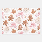 おもしろいピンククリスマススイートトリート ラッピングペーパーシート (正面2)